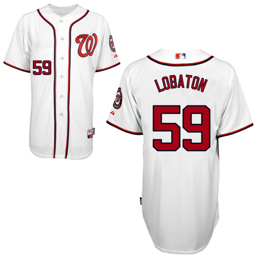 Jose Lobaton #59 MLB Jersey-Washington Nationals Men's Authentic Home White Cool Base Baseball Jersey